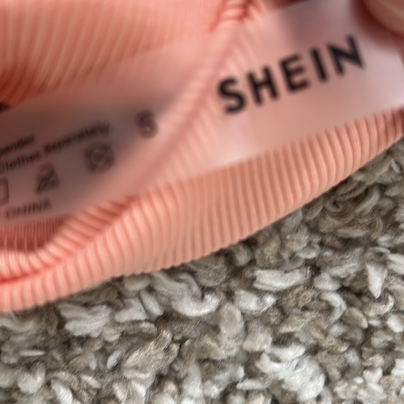 Shein Salmon/Peachey Pink 2 Piece Ribbed Bikini Set Sz S - Picture 6 of 8